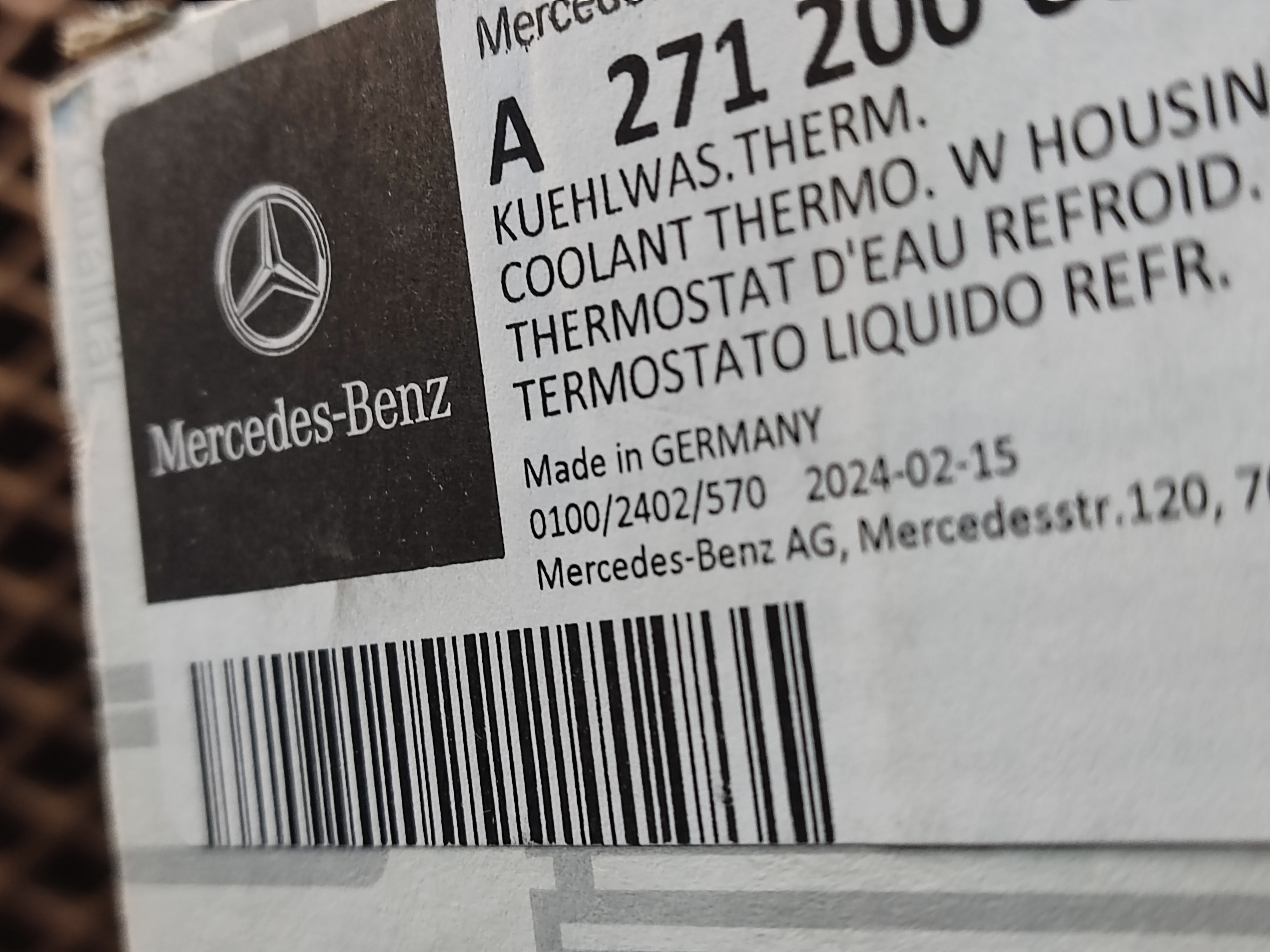 Термостат  MERCEDES-BENZ GERMANY WAHLER M 271